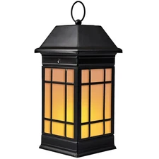 14" Solar Lantern Outdoor Waterproof, Glass Flickering Flame Solar Lanterns, ...