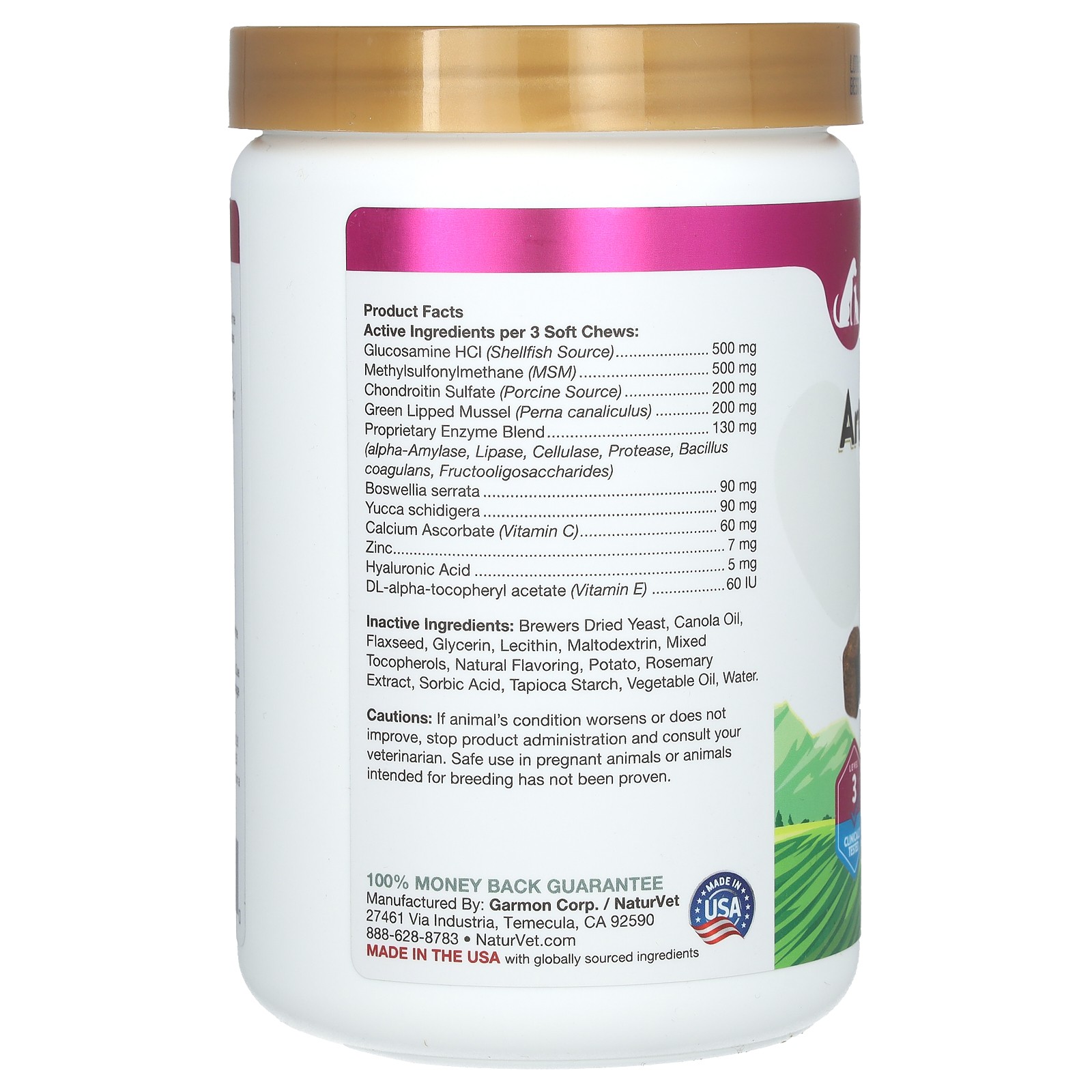 NaturVet, ArthriSoothe-GOLD, Advanced Care, Level 3, 180 Soft Chews, 15.2 oz