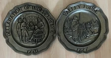 Vintage American History Pewter Plate Decor Set Patriotic Scenes 1776 Made USA