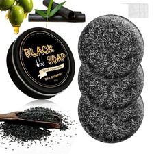 3Pcs Gray Hair Reverse Bar Soap, Black Shampoo Bar for Hair and Beard Darkening,