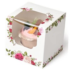  Cupcake Boxes 100 Pcs Bulk Roses Floral, Individual 100-Count Floral Roses