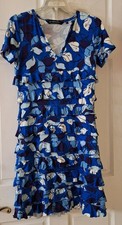 Colleen Lopez Empire Dress with Ruffle Tiers Blue Size Small,