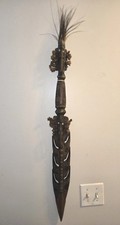 Papua New Guinea Carved Dagger Two Headed 39" Tall