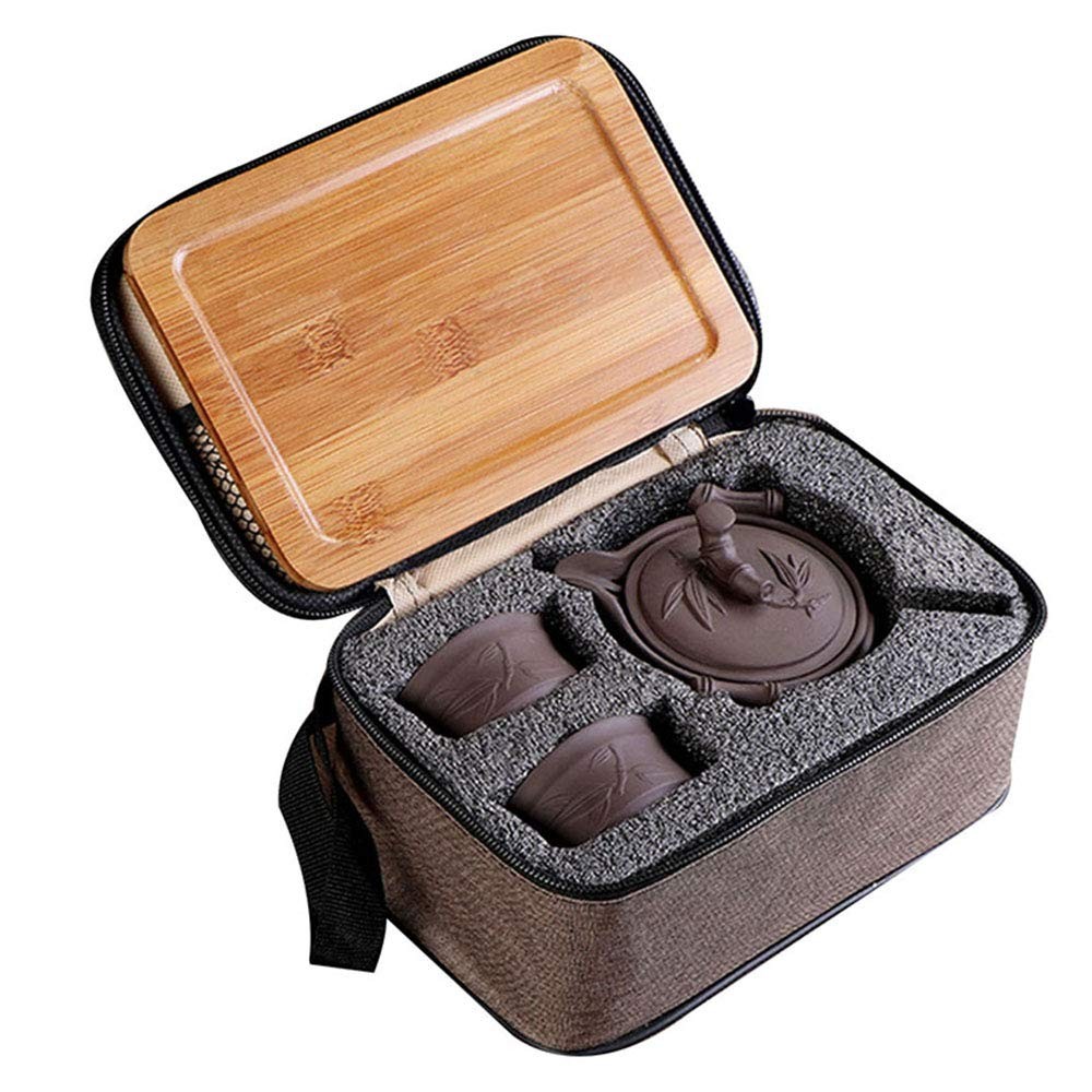 Yixing Teapot Set - Handmade Chinese Purple Clay - 5pk color,