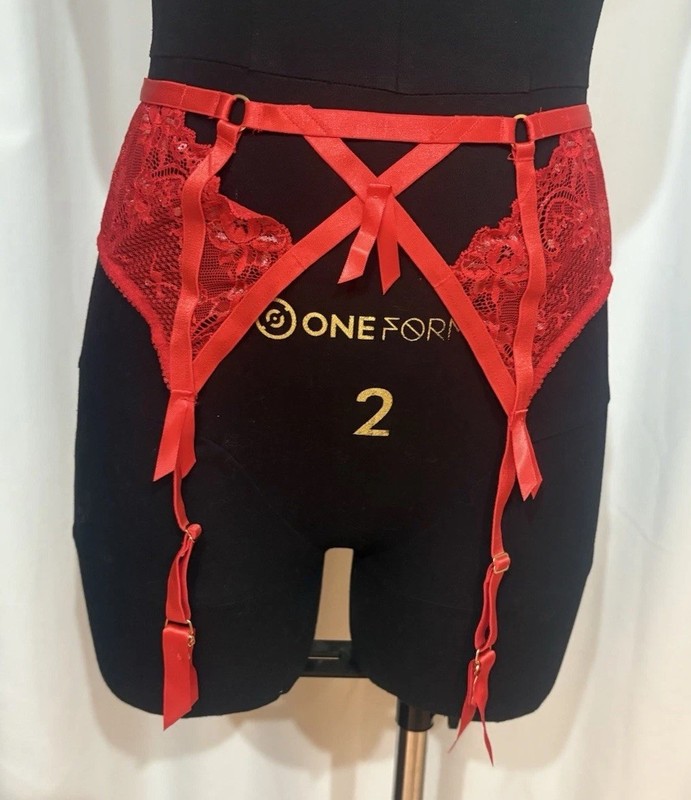DITA VON TEESE Red madame X Suspender Garter Belt US 8 UK 12 EU 38 M NWT