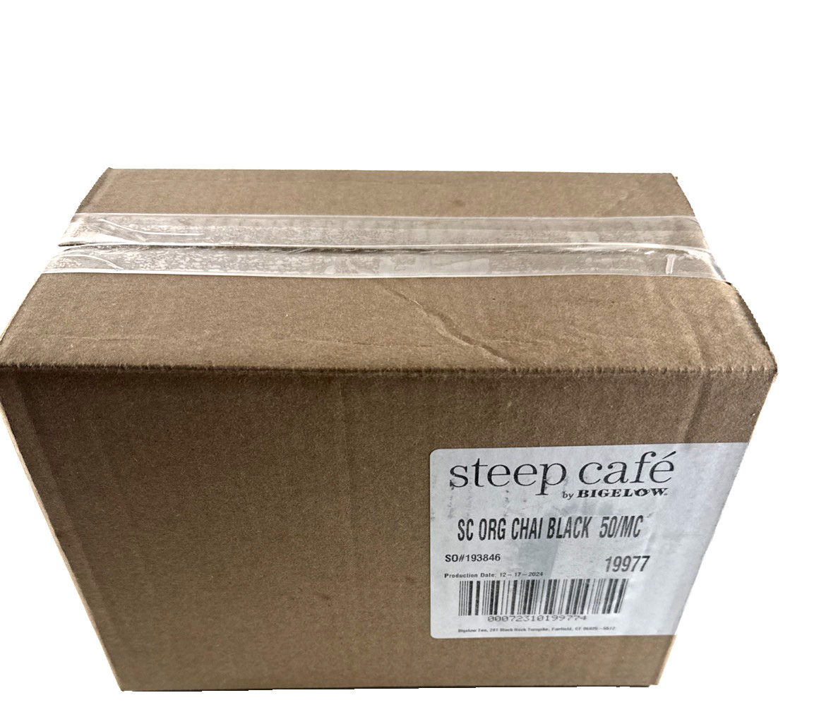 NEW 50 Individual SEALED Bags Steep By Bigelow Caf&eacute; Organic CHAI BLACK TEA