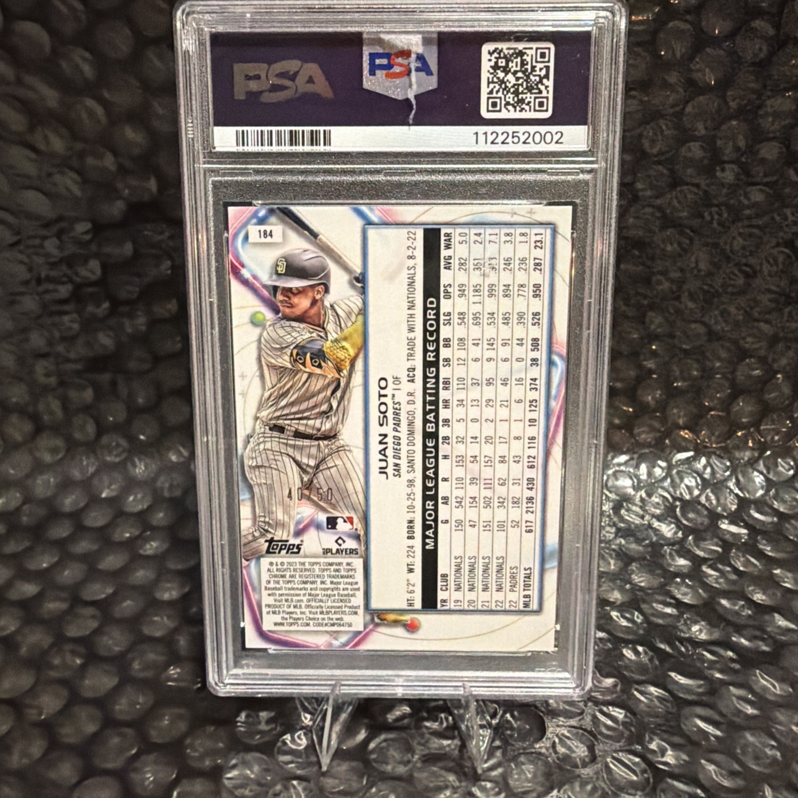 2023 Topps Cosmic Juan Soto Gold Interstellar Refractor /50 PSA 10! view 2