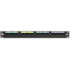 24-Port eXtreme Cat 6 Flat 110-Style 1RU Patch Panel with Cable Management Bar,