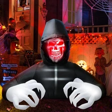 7 FT Halloween Inflatables Large Grim Reaper with Led Lights Blow Up Yard Pro...