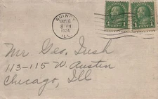 1924 POSTAL HISTORY COVER POSTMARKED AT QUINCY ILLINOIS DOUBLE FRANKING