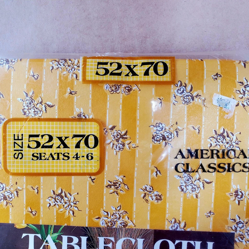 Mantel Vinilo Maytex Mills 52x70 Rayas Florales Amarillas De Colección - Nuevo en Paquete Foto 4 de 4