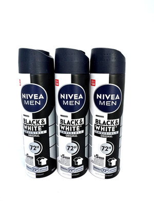 Nivea Men Black & White INVISIBLE antiperspirant spray 3 x 150ml - FREE SHIP