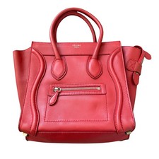 Celine Luggage Phantom Bag Orange Red Leather Mini Micro Satchel With COA