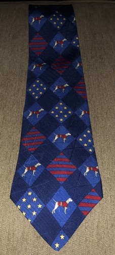 Tommy Hilfiger Necktie, Stars, Stripes & Dogs, 100% Italian Silk, Made in USA - Picture 4 of 9