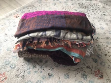 Scarf Lot of 9 - Wear Or Crafters Repurpose Upcycle Patterned Multicolour Solid