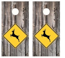 Deer Crossing Barnwood Cornhole Board Wraps FREE LAMINATION 2862