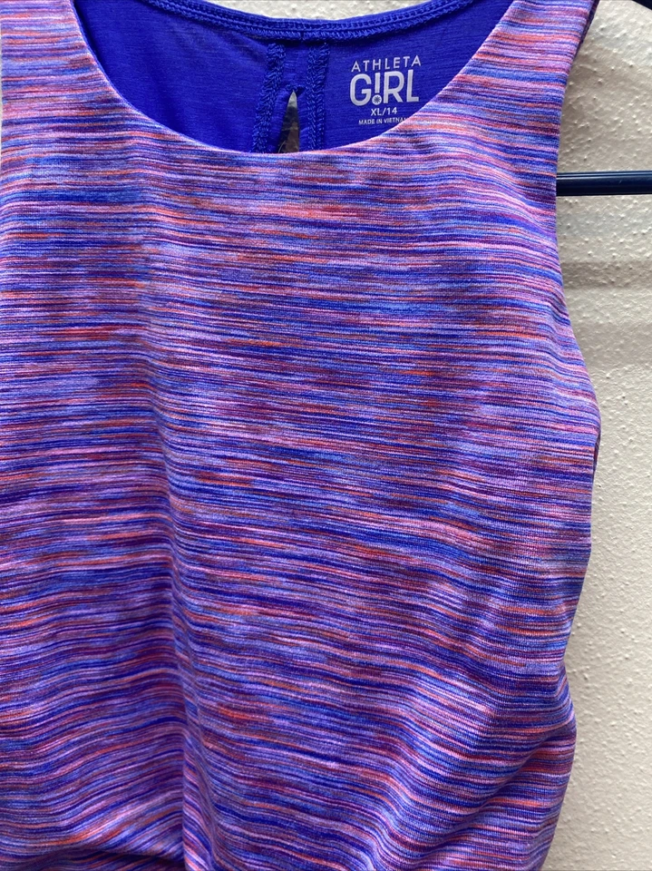 Camiseta sin mangas Athleta Girl doble holandesa de dos capas talla XL 14 púrpura Foto 3 de 4