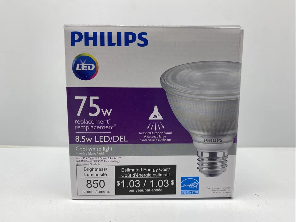 (A)(QTY1) Philips 568022 8.5W PAR30S Dimmable LED Bulb 4000K E26⭐️ - Image 3 of 3