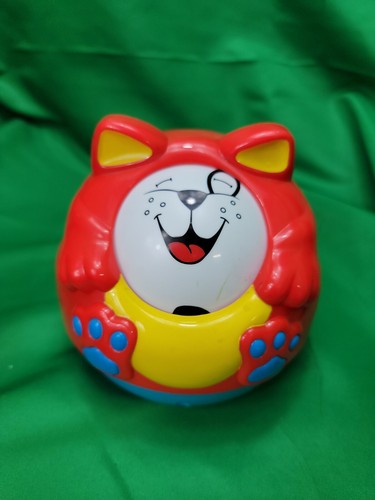 Vtg Infant Baby Toy Rattle Dog Shelcore Plastic Roller Ball Changing Faces 1996 - Picture 3 of 5