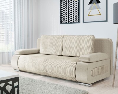 Sofa Emma Cord Polstersofa mit Schlaffunktion Bettkasten Stilvoll Couch M24
