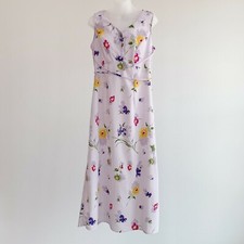 Joni Blair Vintage 90s Purple Long Cottage Garden Floral Flowy Dress 9/10