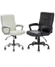 CLATINA Office Executive Chair Ergonomic Swivel PU Leather Armrest Computer Home