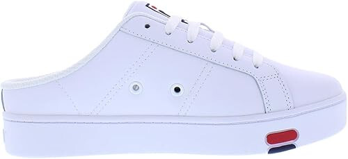 FILA REDMOND MULE LOW SLIP-ON SLIDE LEATHER WOMEN SHOES WHITE/RED/BLU SIZE 8 NEW - Picture 2 of 5