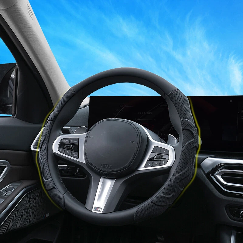 Luxury Leather Car Steering Wheel Cover 15" Breathable Non-Slip For Chevrolet - Image 4 of 4