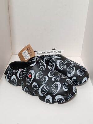 NEW CHAMPION SUPER MELOSO 3DC SLIPPERS BLACK WHITE MENS SIZE  display picture 2