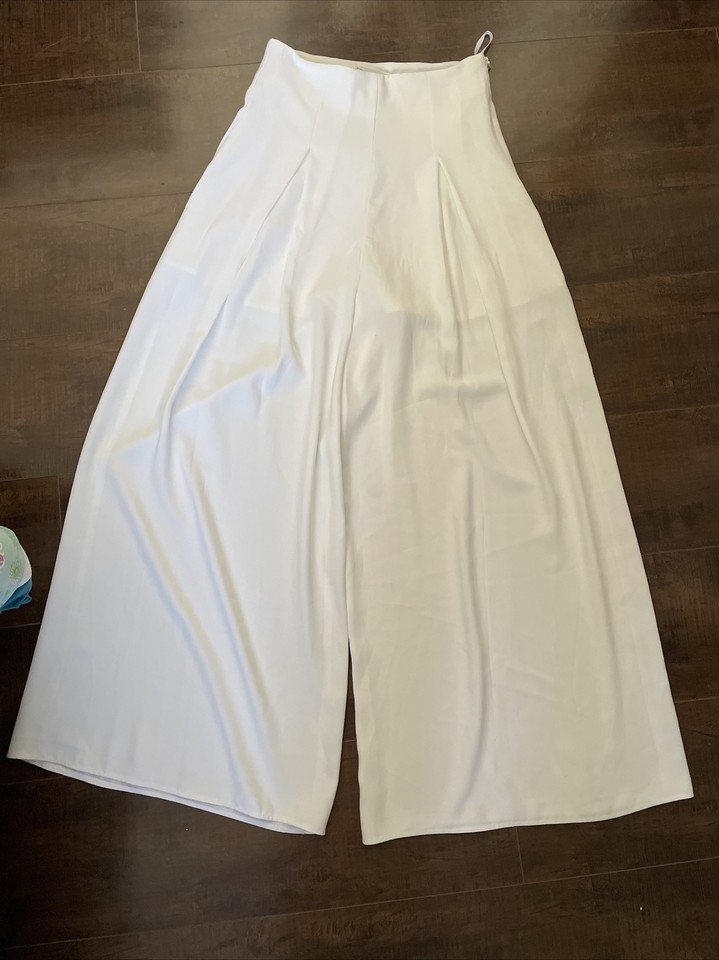 Edit White Closet Women Loose Straight Flare Pants Size 8. White