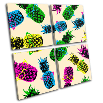 Pineapple Cool Funky Fruit Food Kitchen MULTI Leinwand Kunst Bild drucken