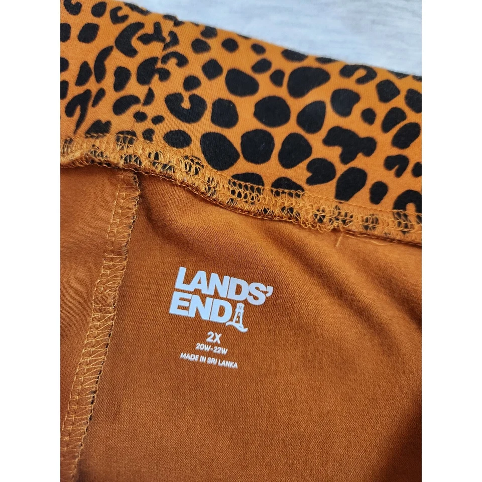 Lands End Women's Brown Black Leopard Stretch Mid Rise Cropped Legging Size 2X - Image 3 of 4