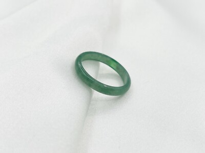 3mm Band GENUINE ROUND GREEN JADE RING - SIZE  7 to 10