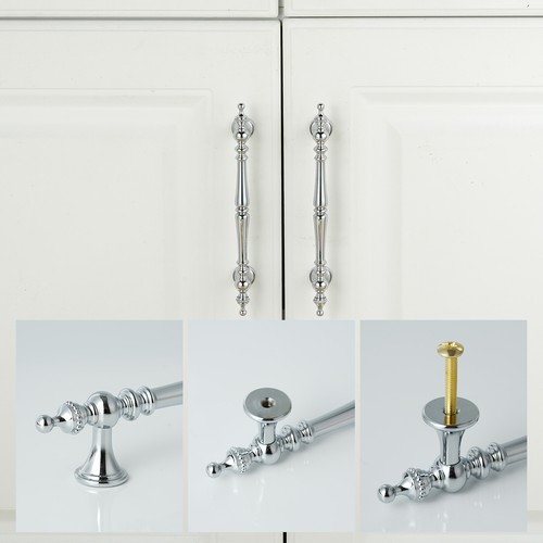 Solid Brass Cabinet Handle 5" CC Cabinet Pull in Antique Brass and Chrome - Picture 6 of 12