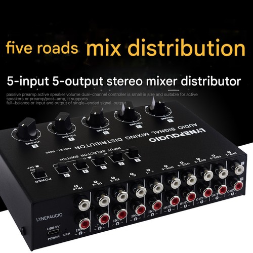 Mini 5-way Audio Splitter Stereo Switcher Box Sound Mixer for Club/StudioTw - Picture 7 of 9