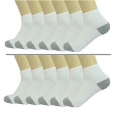 3 Pairs Ankle Quarter Crew Mens Sports Socks White 2 Tones Cotton low Size 10-13