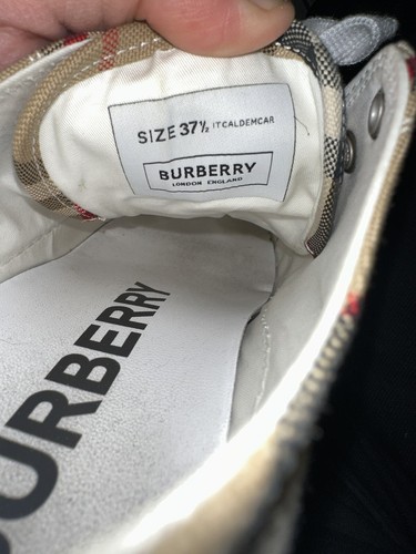 Burberry Womens Check Cotton Sneakers Size 7 Low-Top Cap Toe Lace-Up Tan - Picture 10 of 18