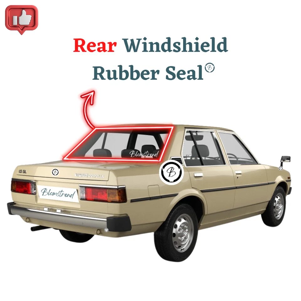 Toyota Corolla KE70 4D Sedán (1980-1983) Parabrisas Trasero Goma Cristal Sello Foto 3 de 4