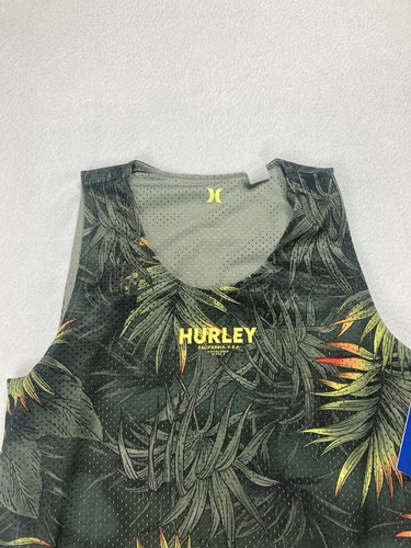 Hurley grün Blumenmuster abgeschnitten Performance Mesh wendbares Tanktop Herren Small - Bild 2 von 12