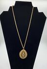 Vintage Monet Textured Goldtone Pendant Necklace Signed