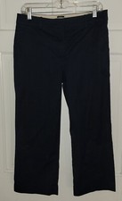 TALBOTS CHELSEA navy Blue Stretch Cotton Wide leg Cropped Chino Pants 6