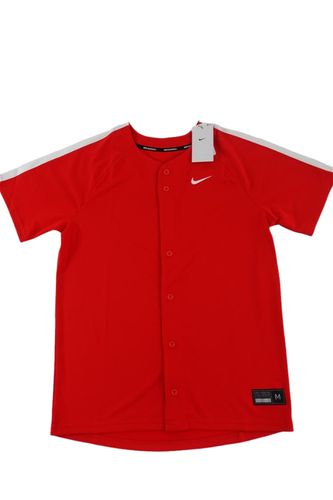 Nike Baseball NEW Team Vapor Fusion Button Down $78 Mens M Red Jersey DX9147