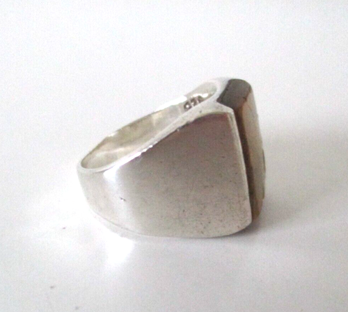 VTG Sterling Silver Men's Tiger's Eye Tapered Band Ring 10g Mexico Sz: 8.5 AZJ - Picture 3 of 8
