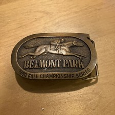 Vintage 1980 Belmont Park Fall Championship Series Brass Belt Buckle In VGC 