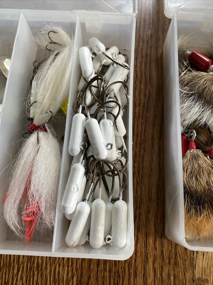 Fishing Lot Large, Jigs, Spoons, Lead Hooks, 8 + Lbs, New And Used