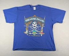 Vintage Las Vegas Shirt Adult XL Blue Treasure Island Pirates Skull Graphic