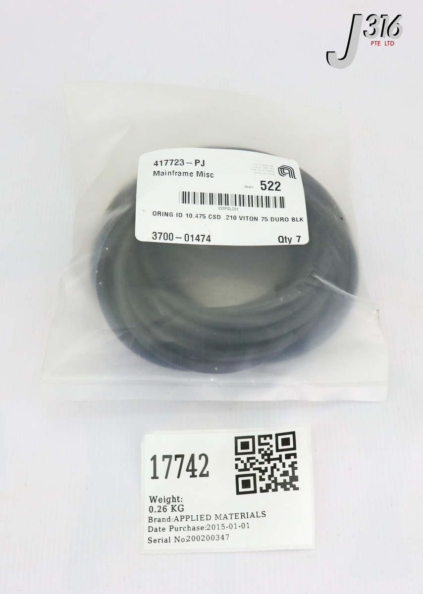 S さん オーダー 17742 APPLIED MATERIALS ORING ID 10.475 CSD .210 VITON 75 DURO