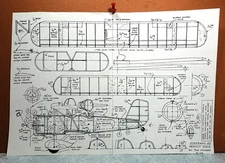 STEARMAN 4E BIPLANE BALSA FREE FLIGHT MODEL AIRPLANE PLANS 13" WINGSPAN