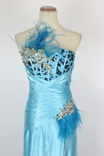 NEW Size 2 Tony Bowls 500 Turquoise Prom Formal Gown High Slit Evening Dress