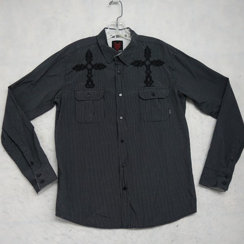 Chemise Homme Nautica à Manches Longues - Taille M - Rayée Rose Saumon - 100% Coton - Occasion Très Bon État